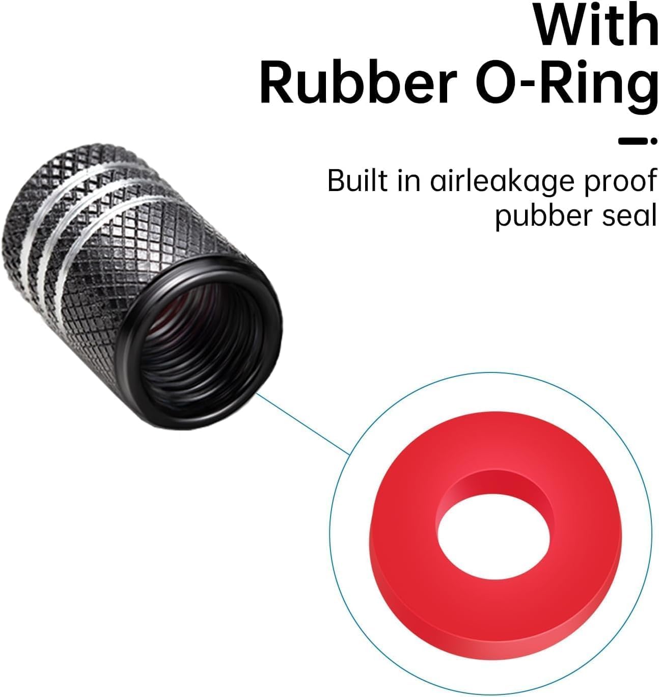 Tire Valve Stem Cap Cover for Honda Belt O-Ring Seal Corrosion Resistant,Tire Valve Stem Air Cap 4 Pack Black